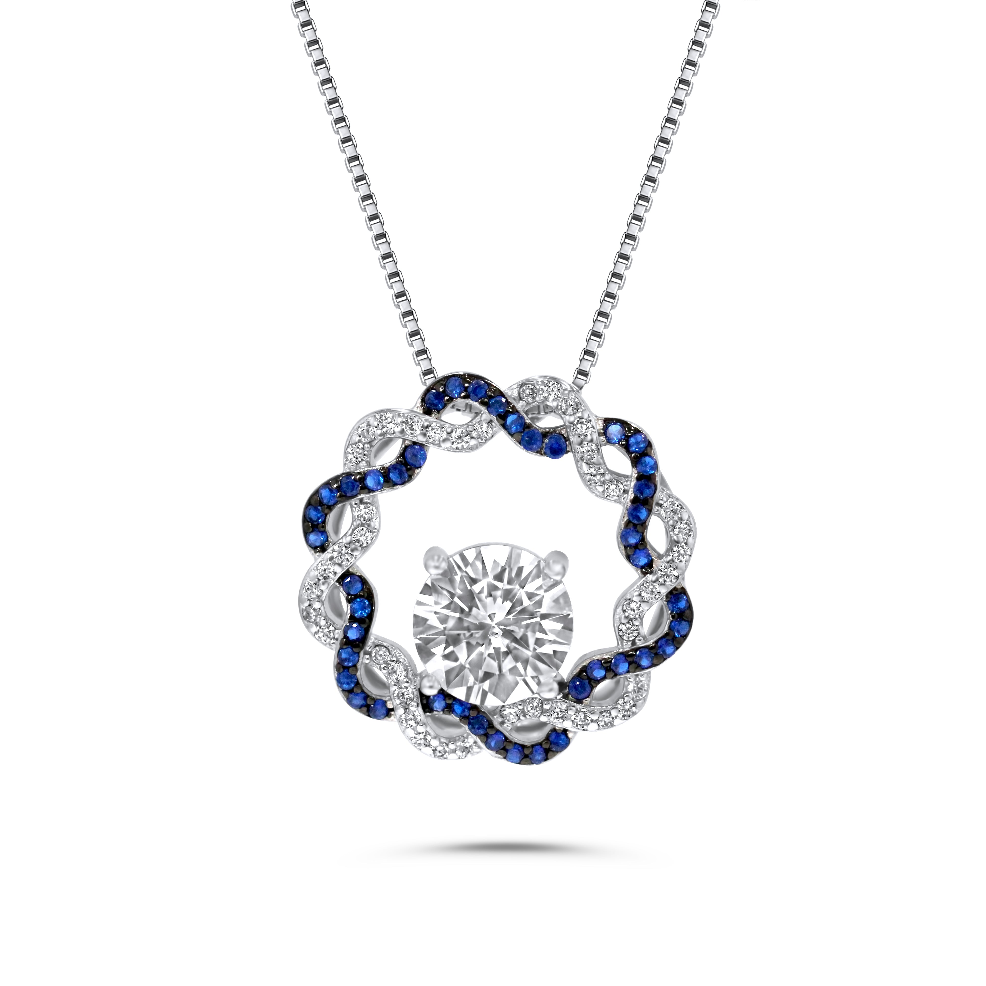 Circle Sterling Silver Rhodium 5A Zirconia Necklace