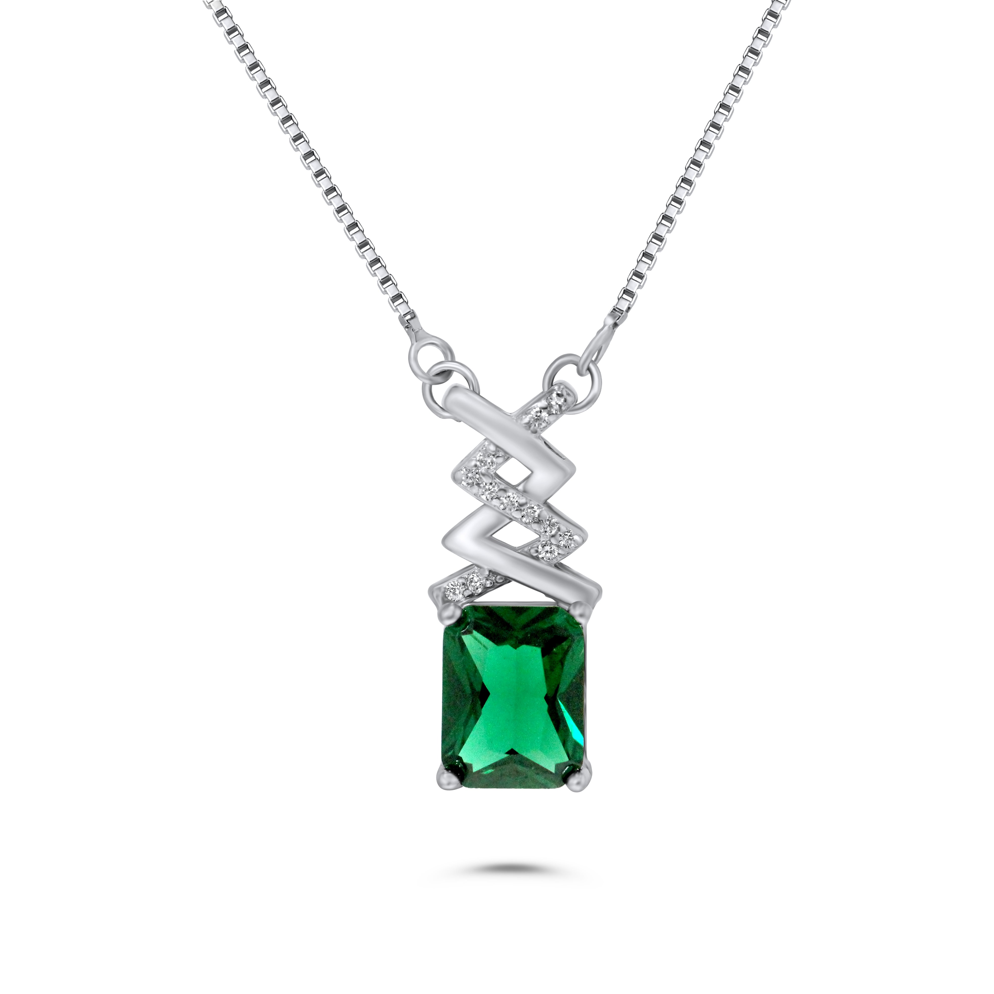 Silver Emerald Necklace
