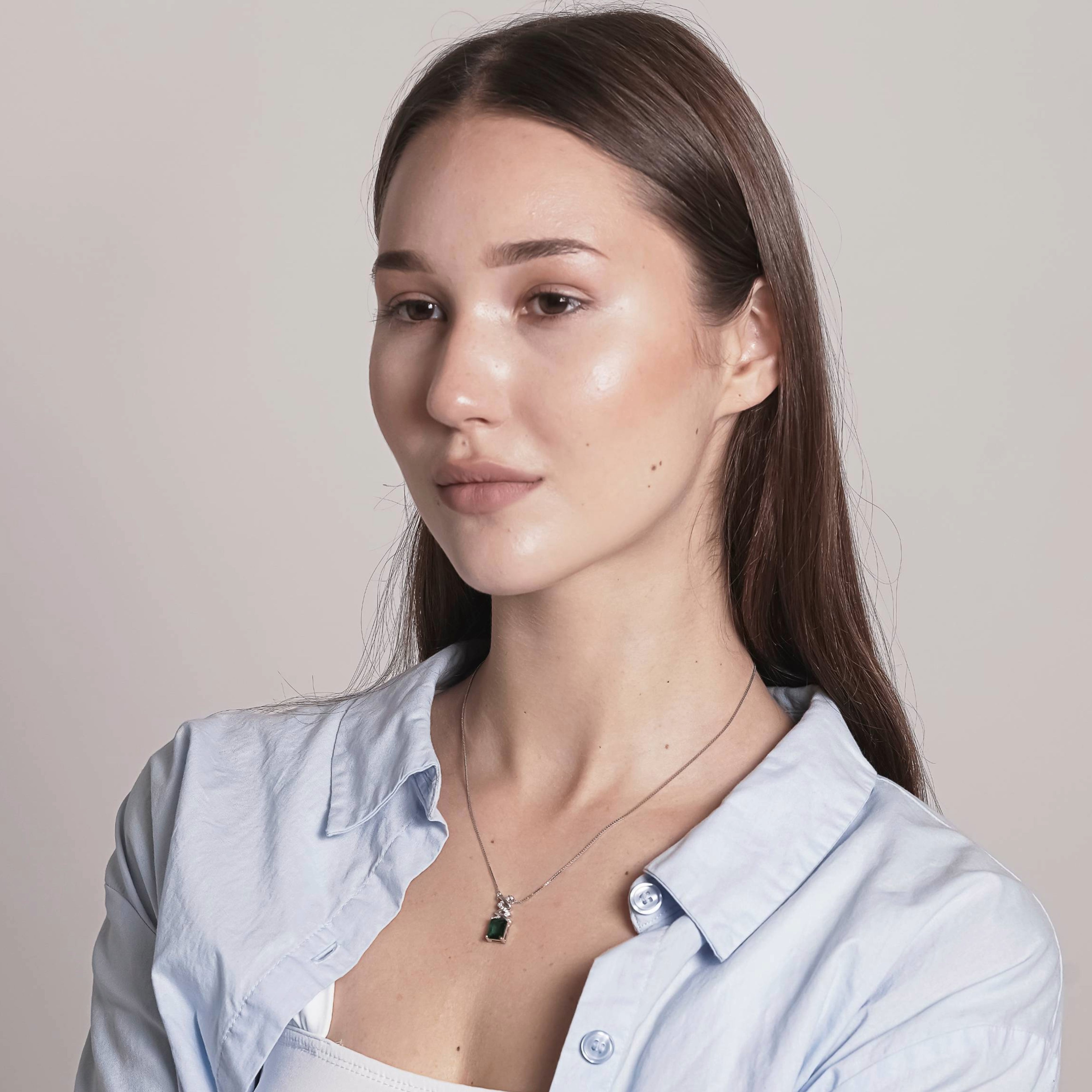 Silver Emerald Necklace