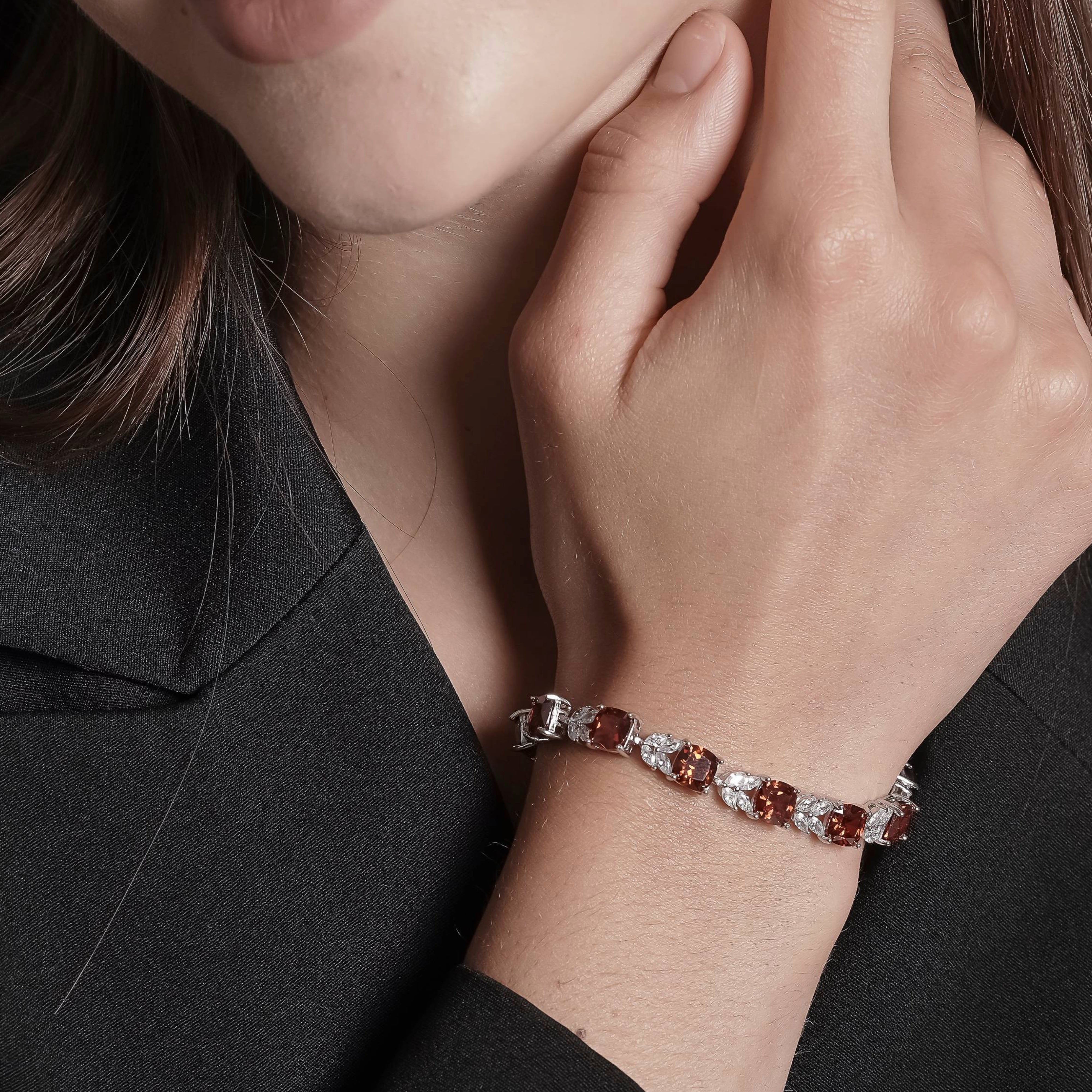 Sterling Silver Ruby Zircon Bracelet