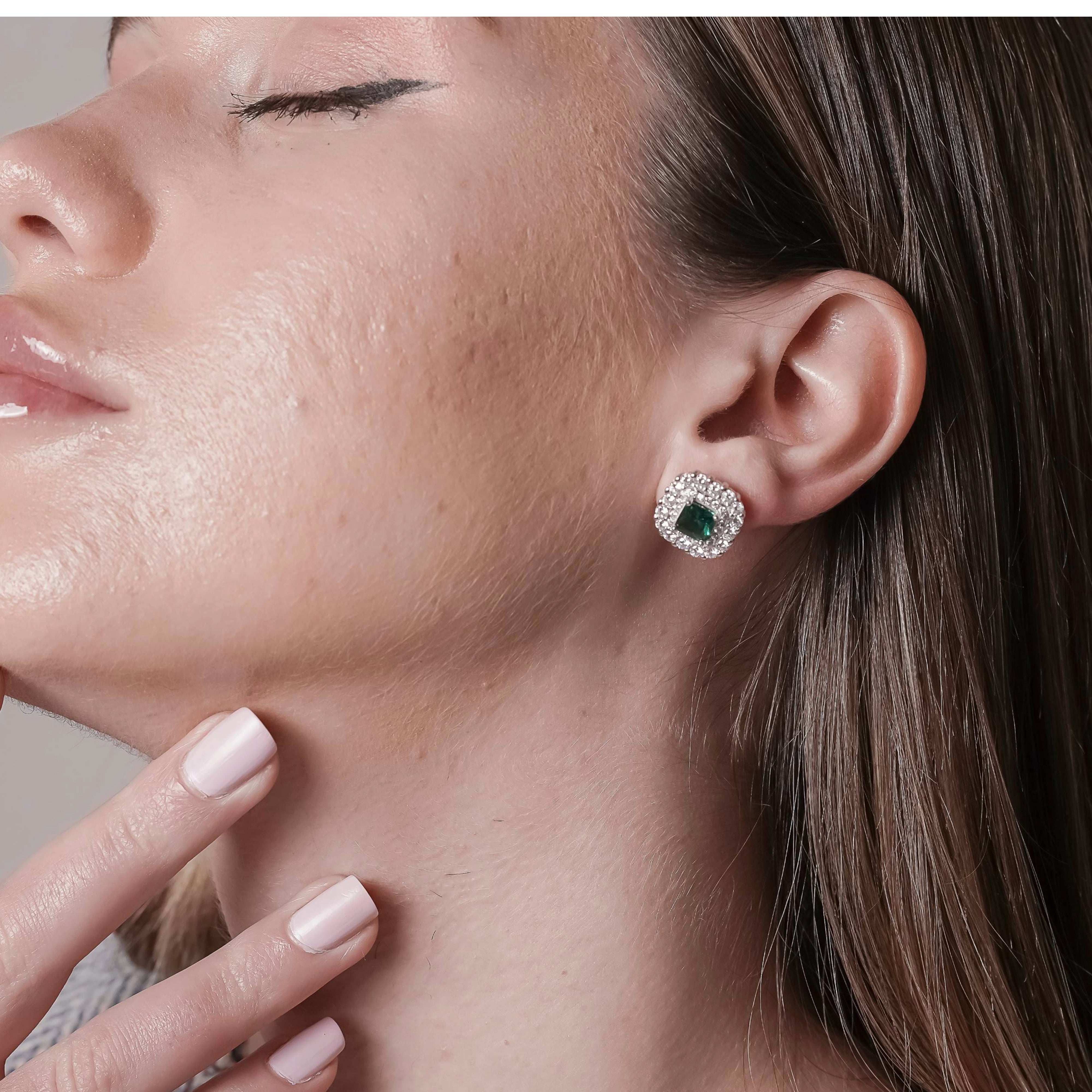 Emerald Inspired Center Circled with Zirconia