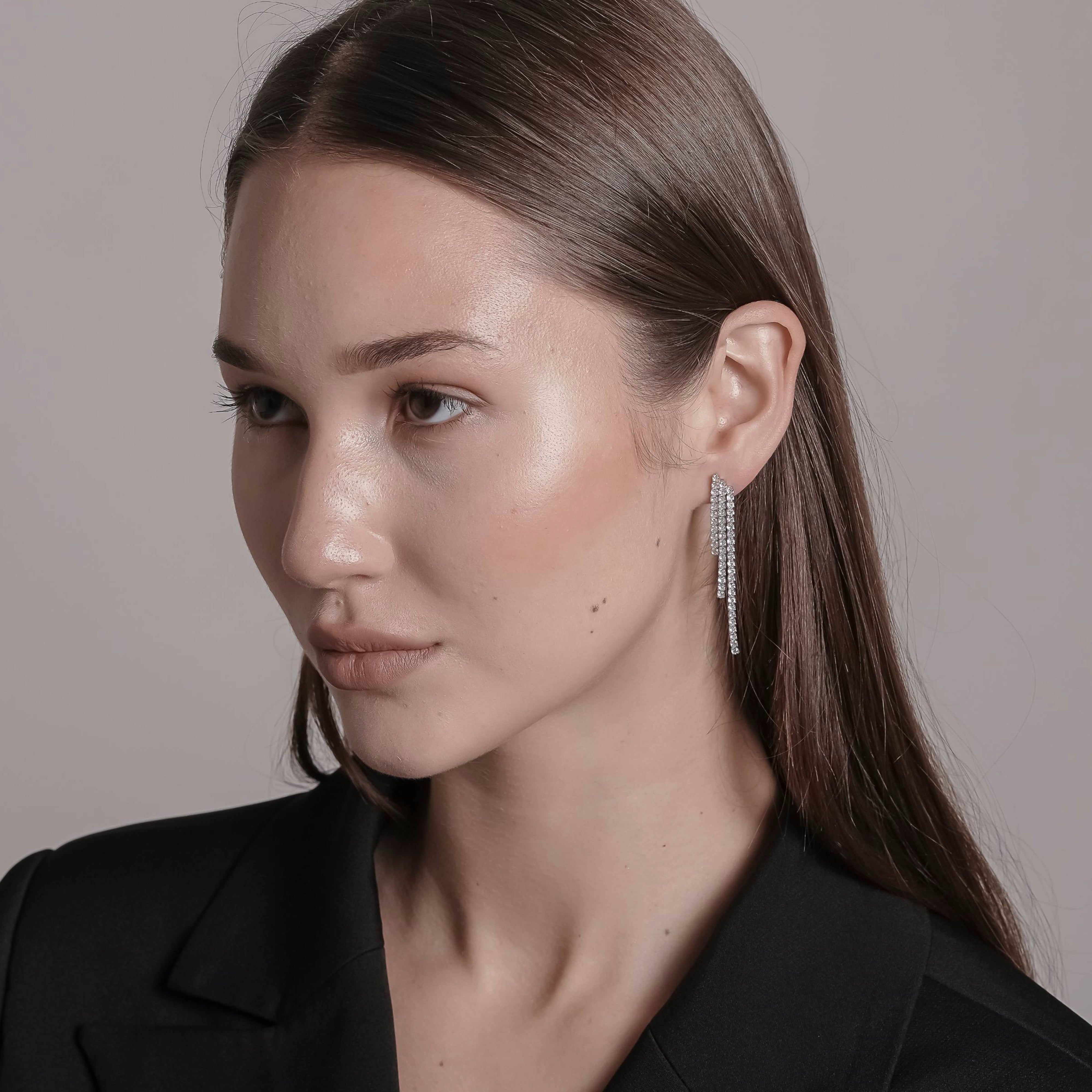Drop Tennis Earrings with Zirconia