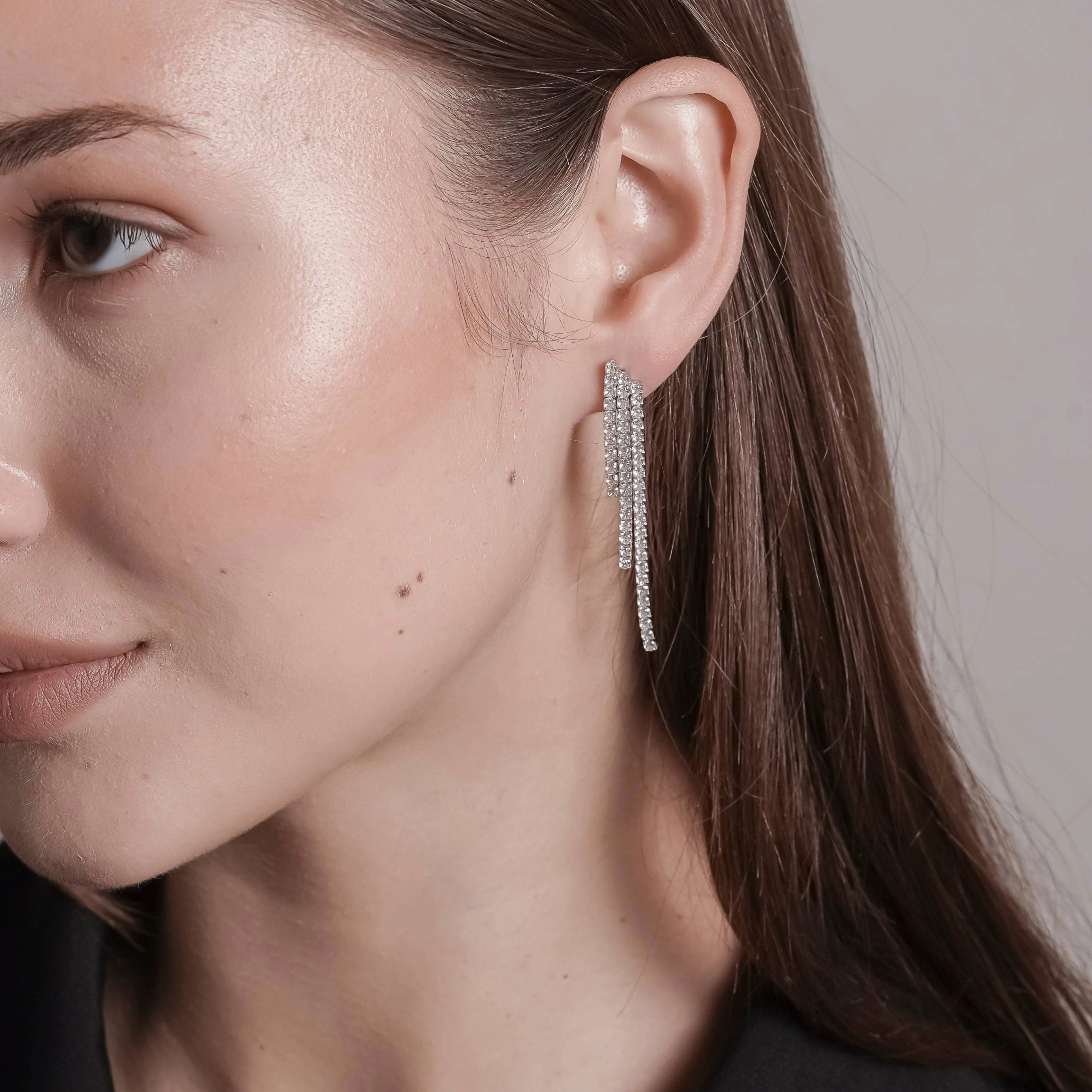 Drop Tennis Earrings with Zirconia