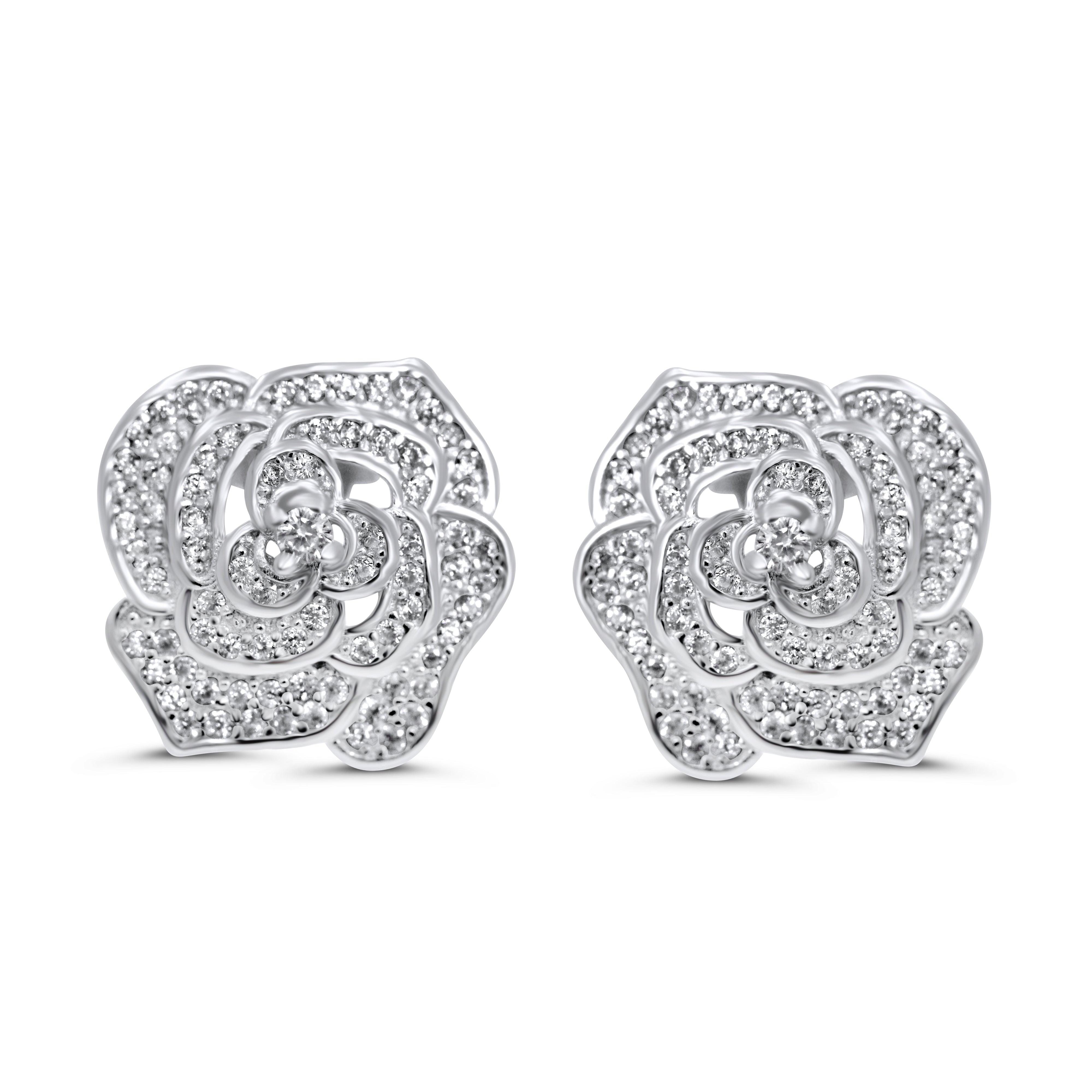 Charm Flower 925 Silver Stud Earrings