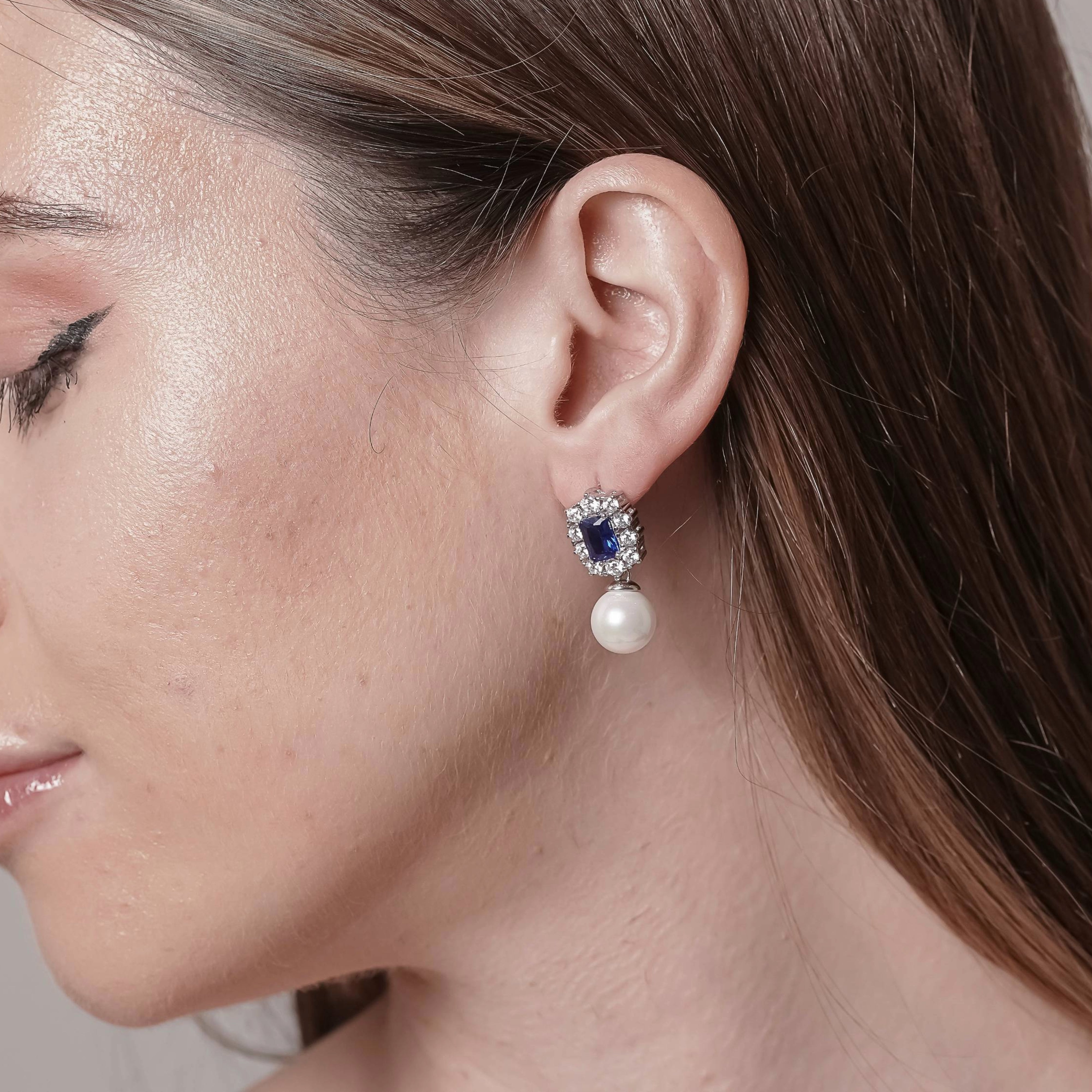 Pearl And Sapphire Earrings
