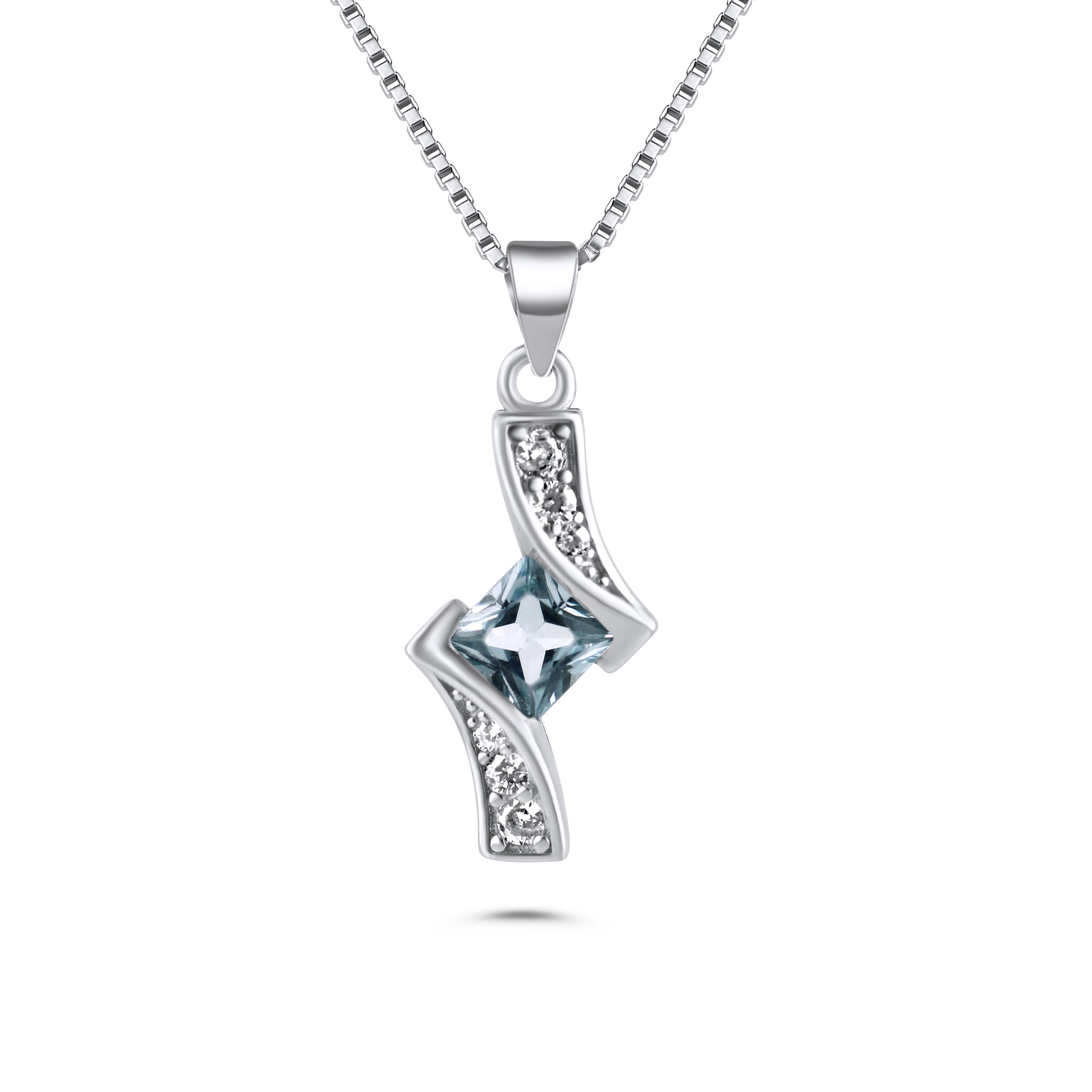 Silver Twisted Pendant with Zirconia