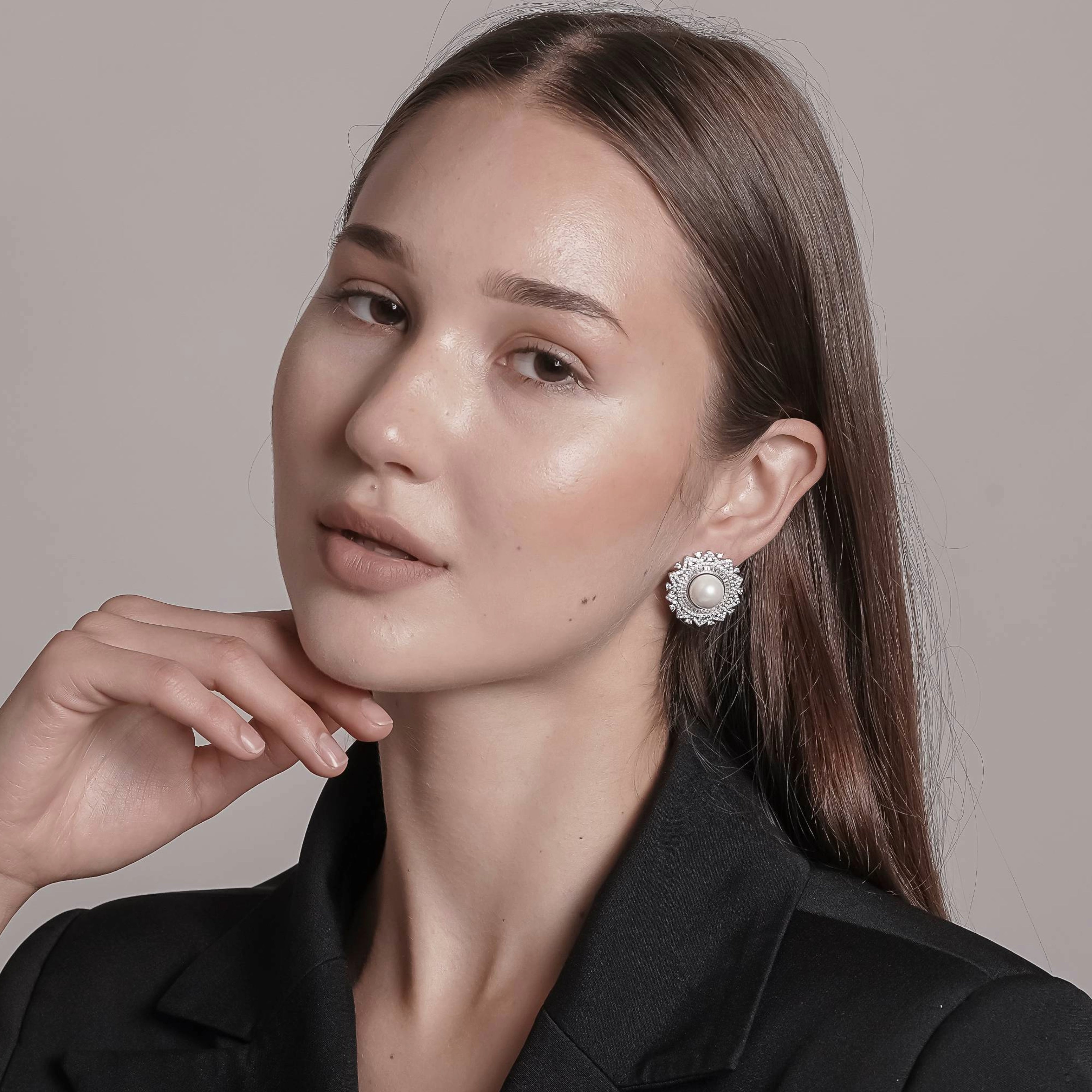 Unique Dainty Eternity Round Cut 925 Silver Earrings