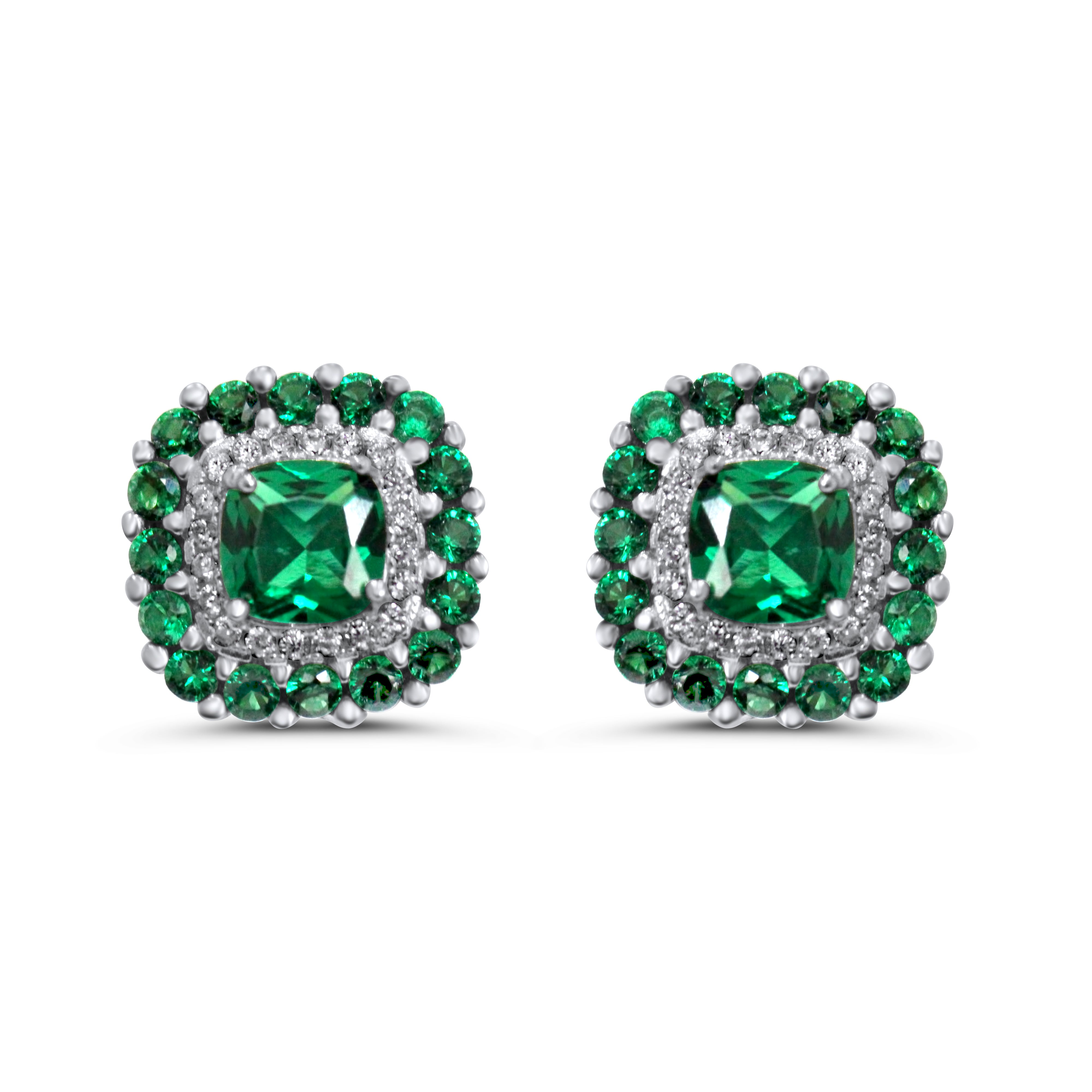 Green Gemstone 925 Silver stud Earrings