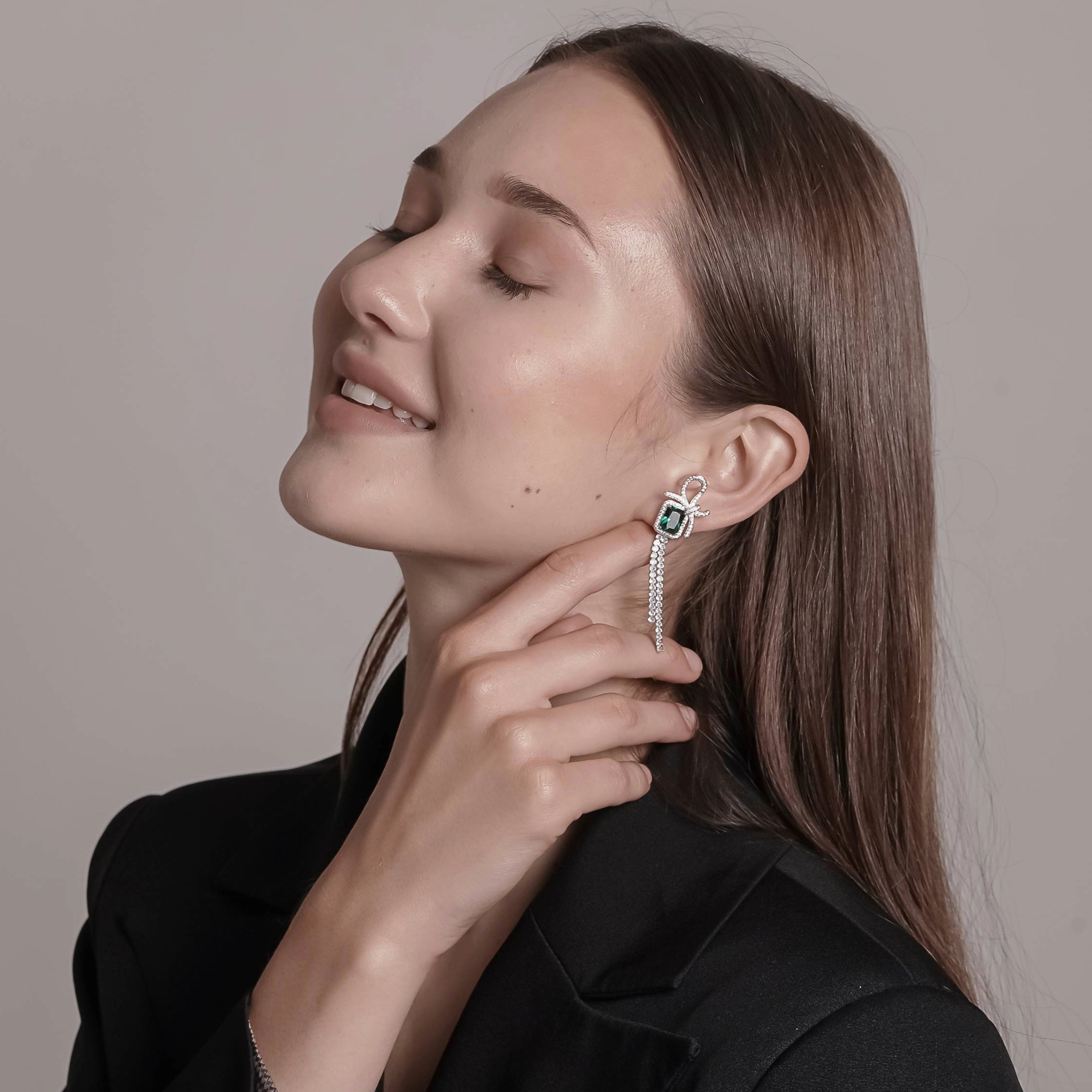 Emerald Cut Gemstone Drop Earrings