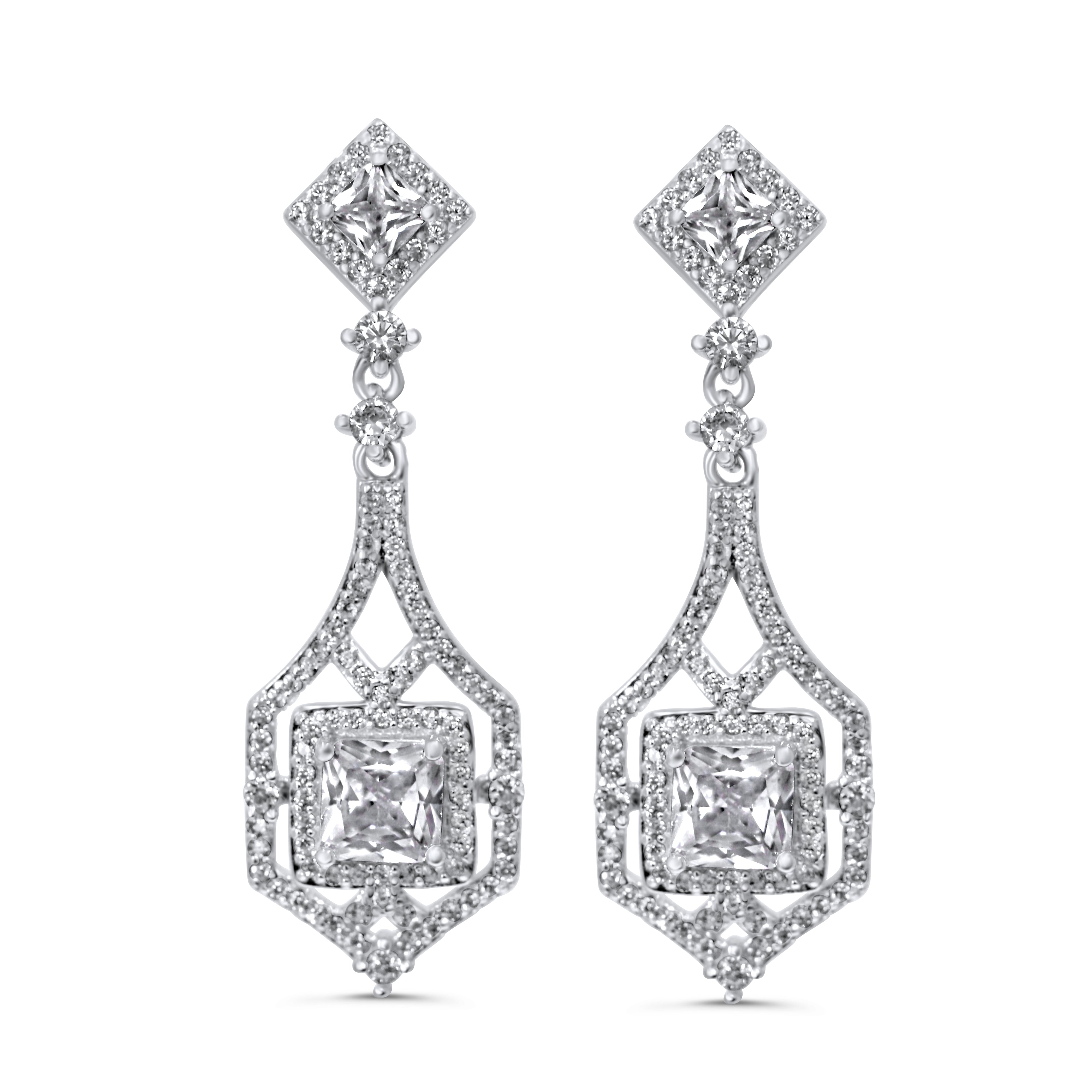 Absolute Silver Art Deco Drop Earrings