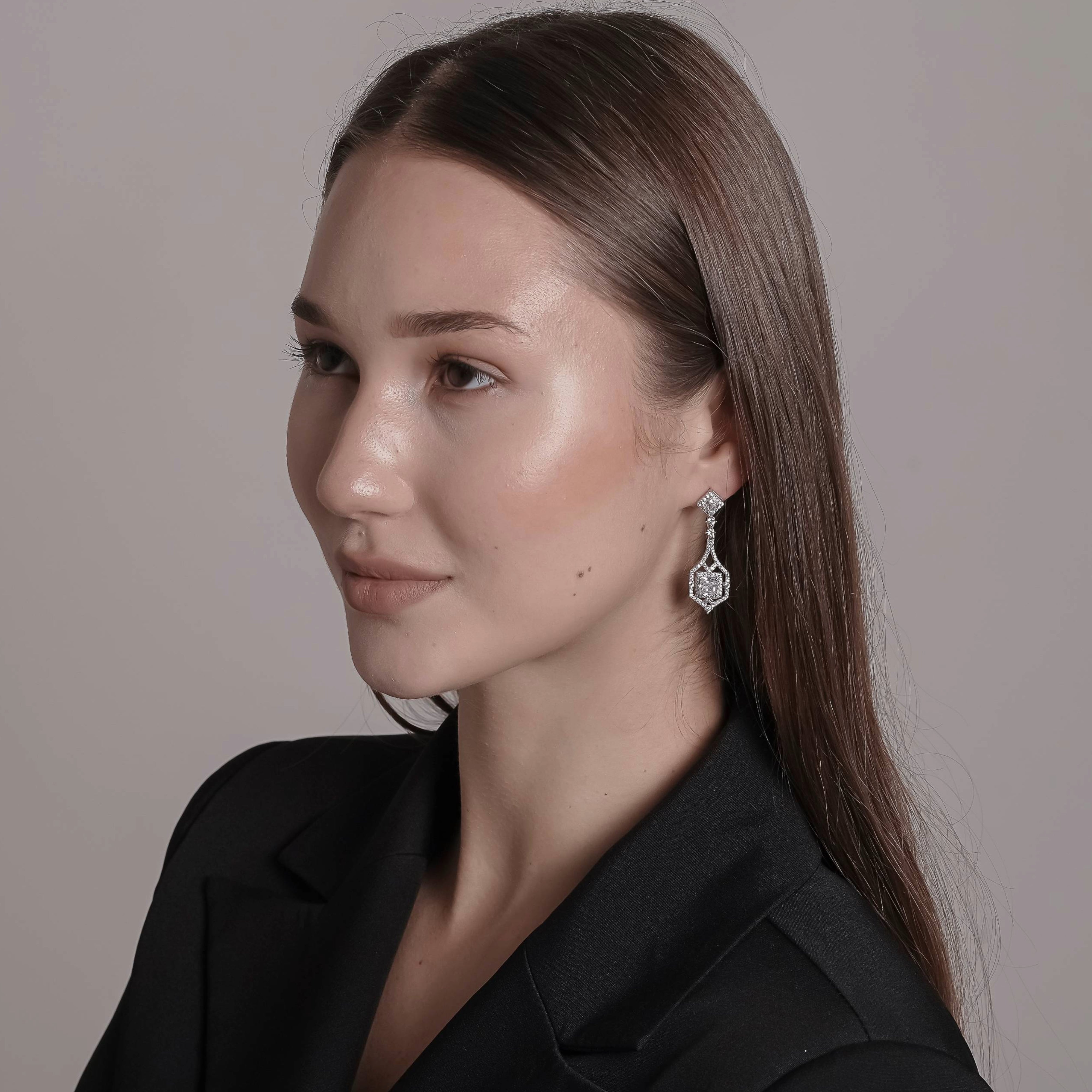 Absolute Silver Art Deco Drop Earrings