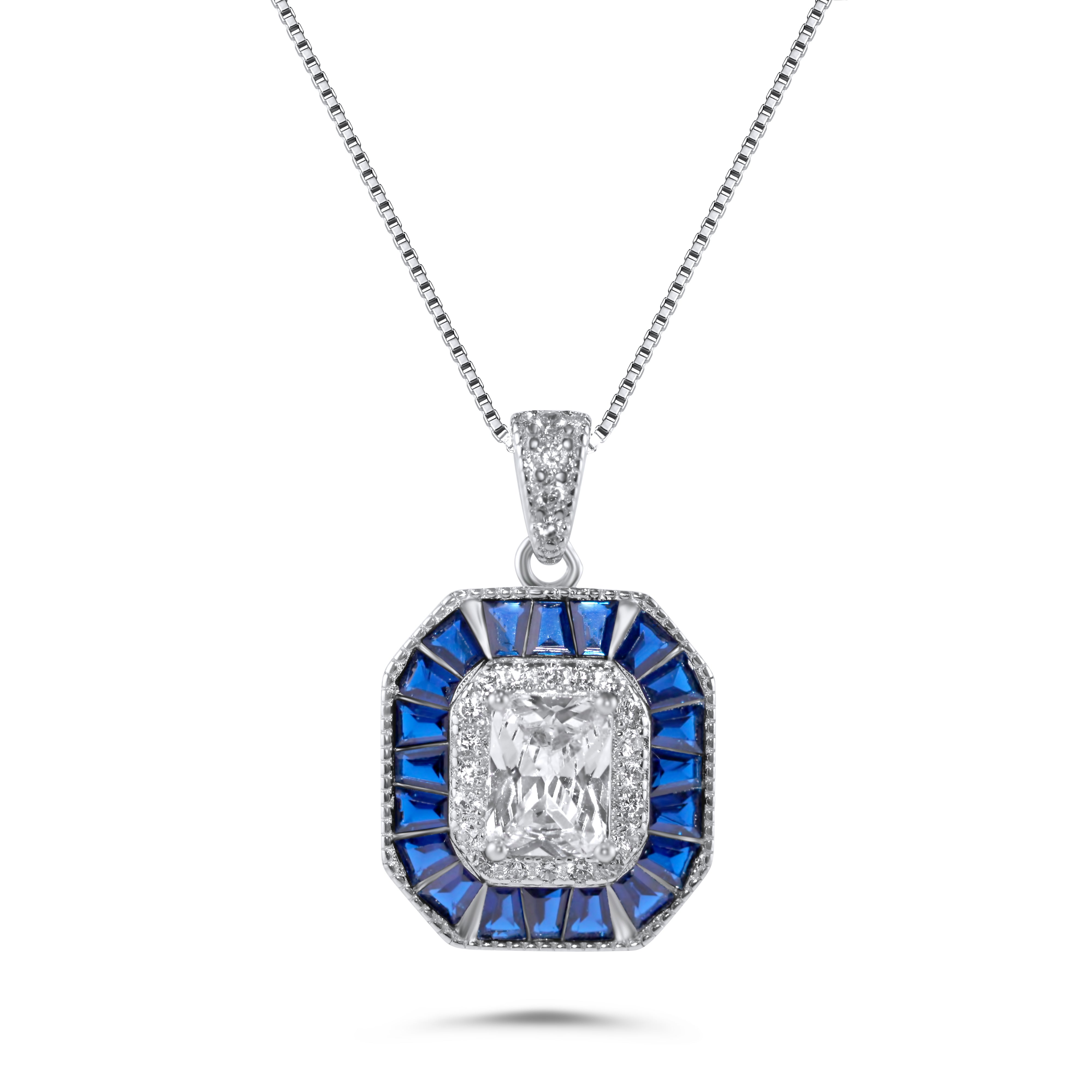Sapphire Blue with Zirconia Pendant