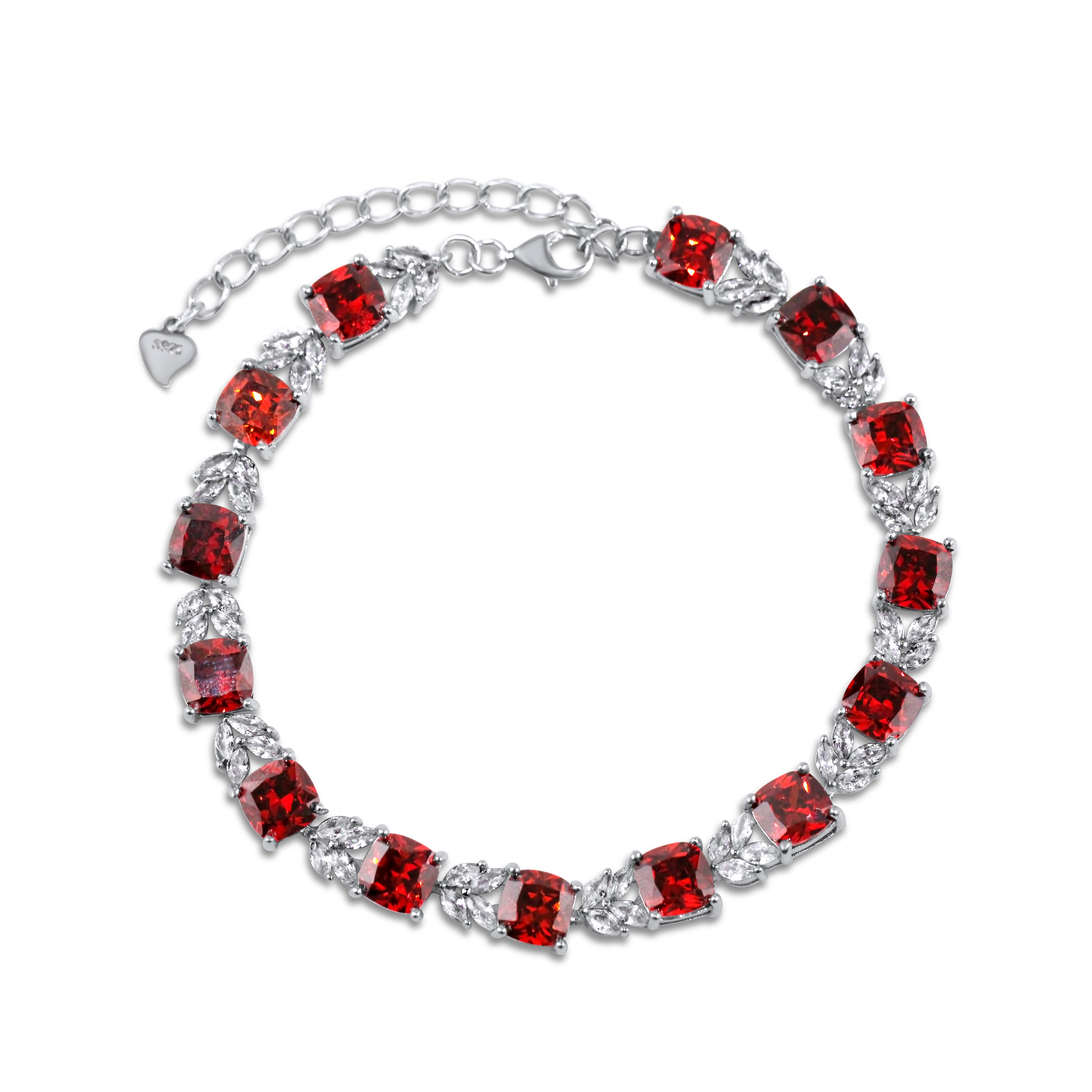 Sterling Silver Ruby Zircon Bracelet