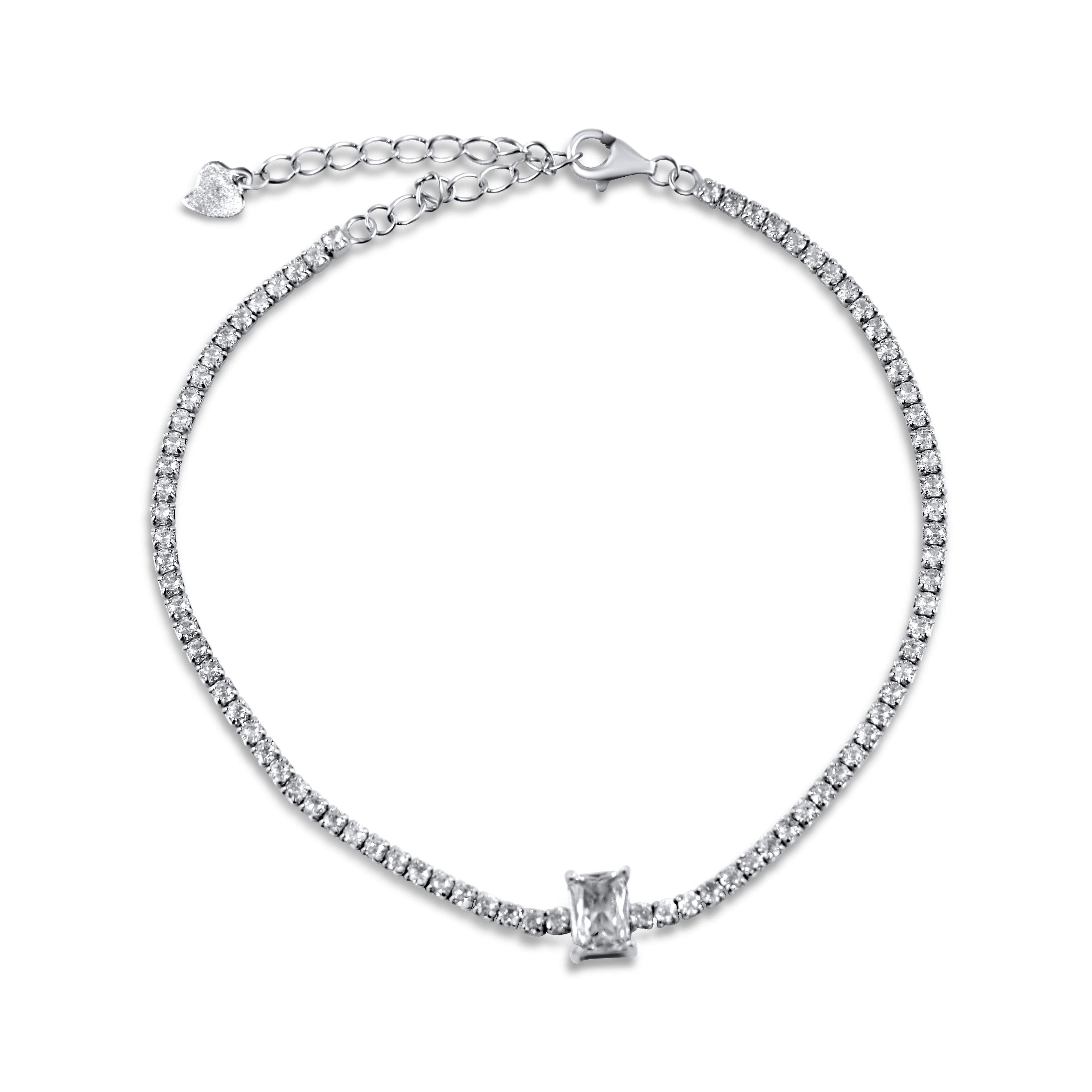 Diamond White Gemstone Tennis Bracelet