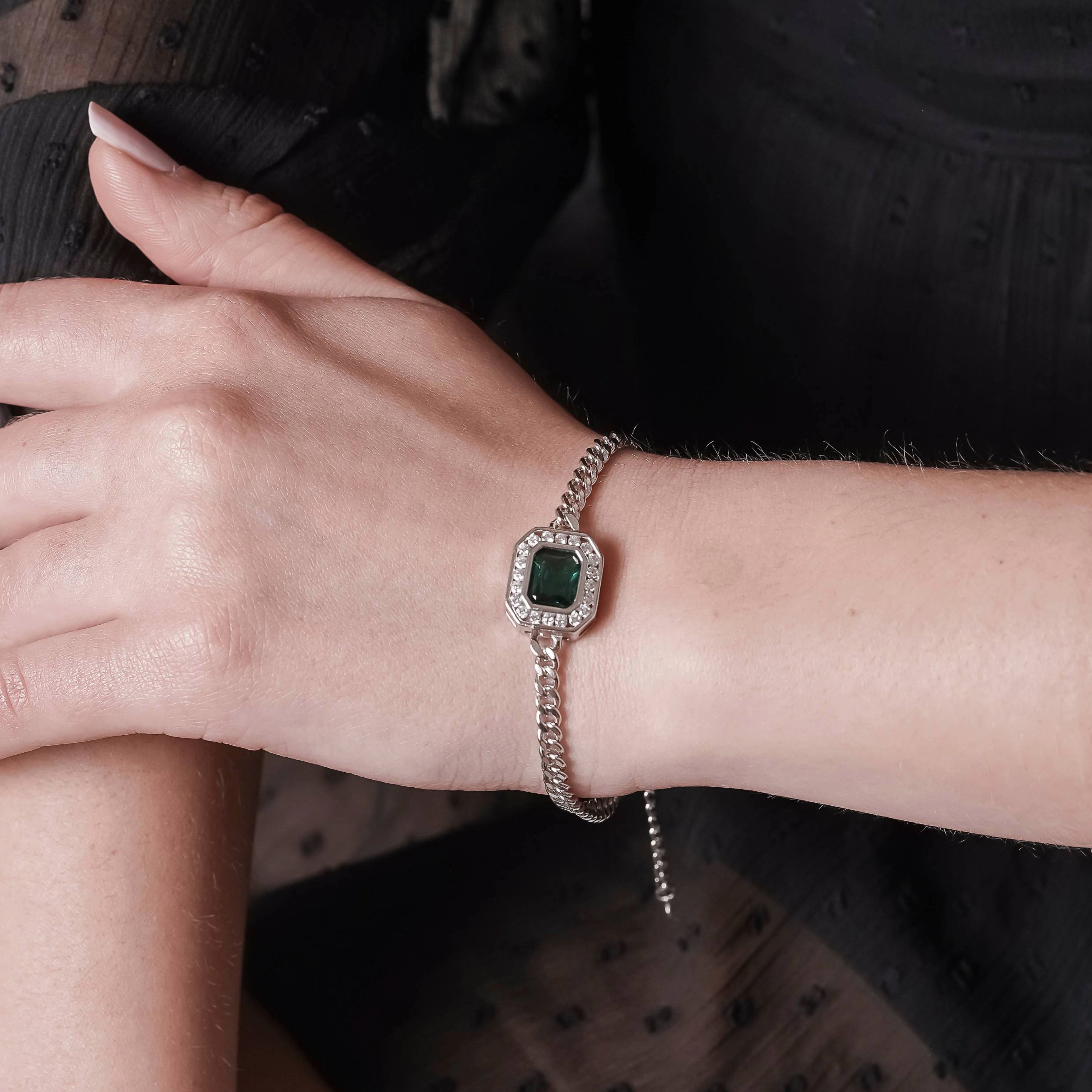 Emerald Curb Link Bracelet