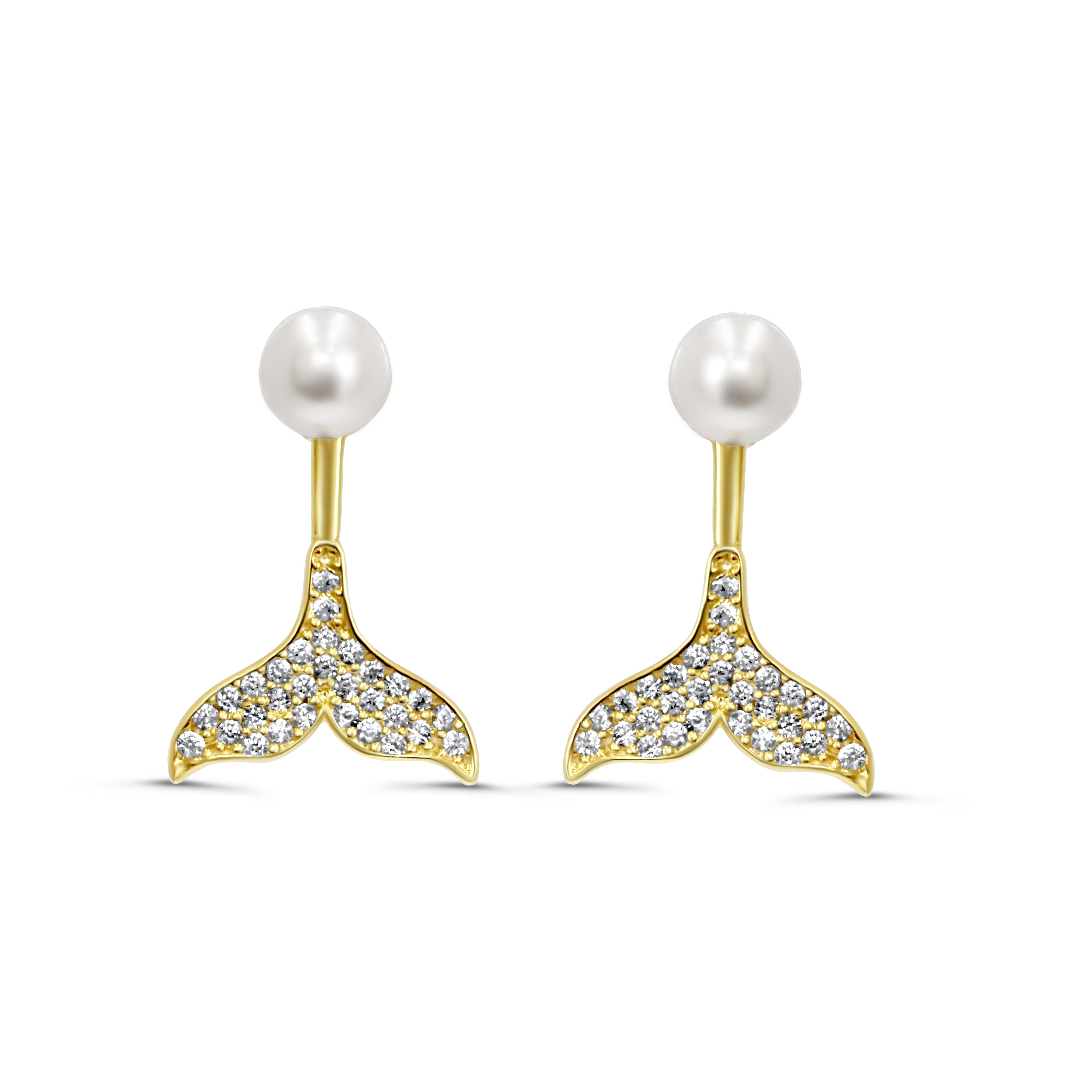 Wing-Shaped Stud with Freshwater Pearl