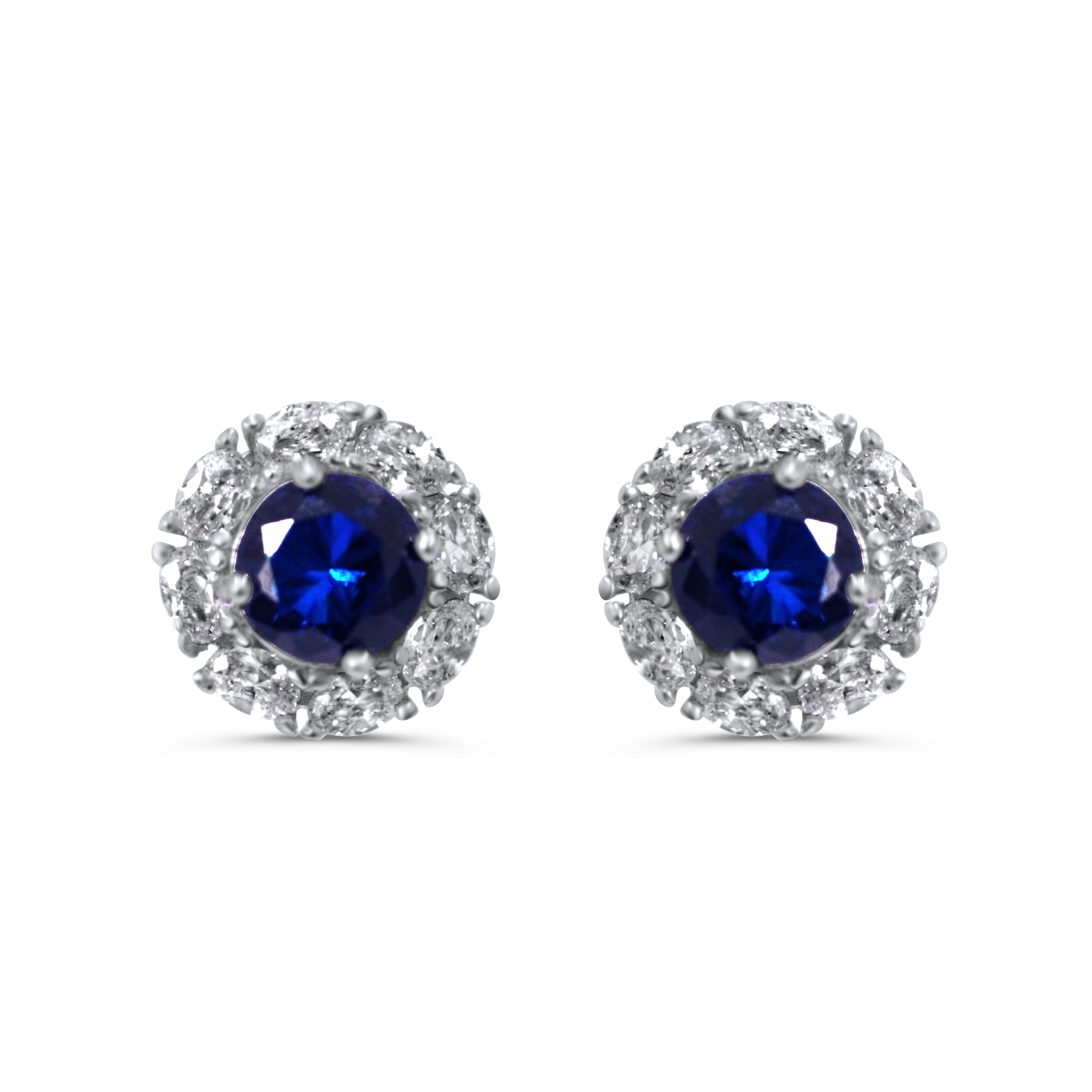 Round Cut Sapphire Precious Stud Earrings