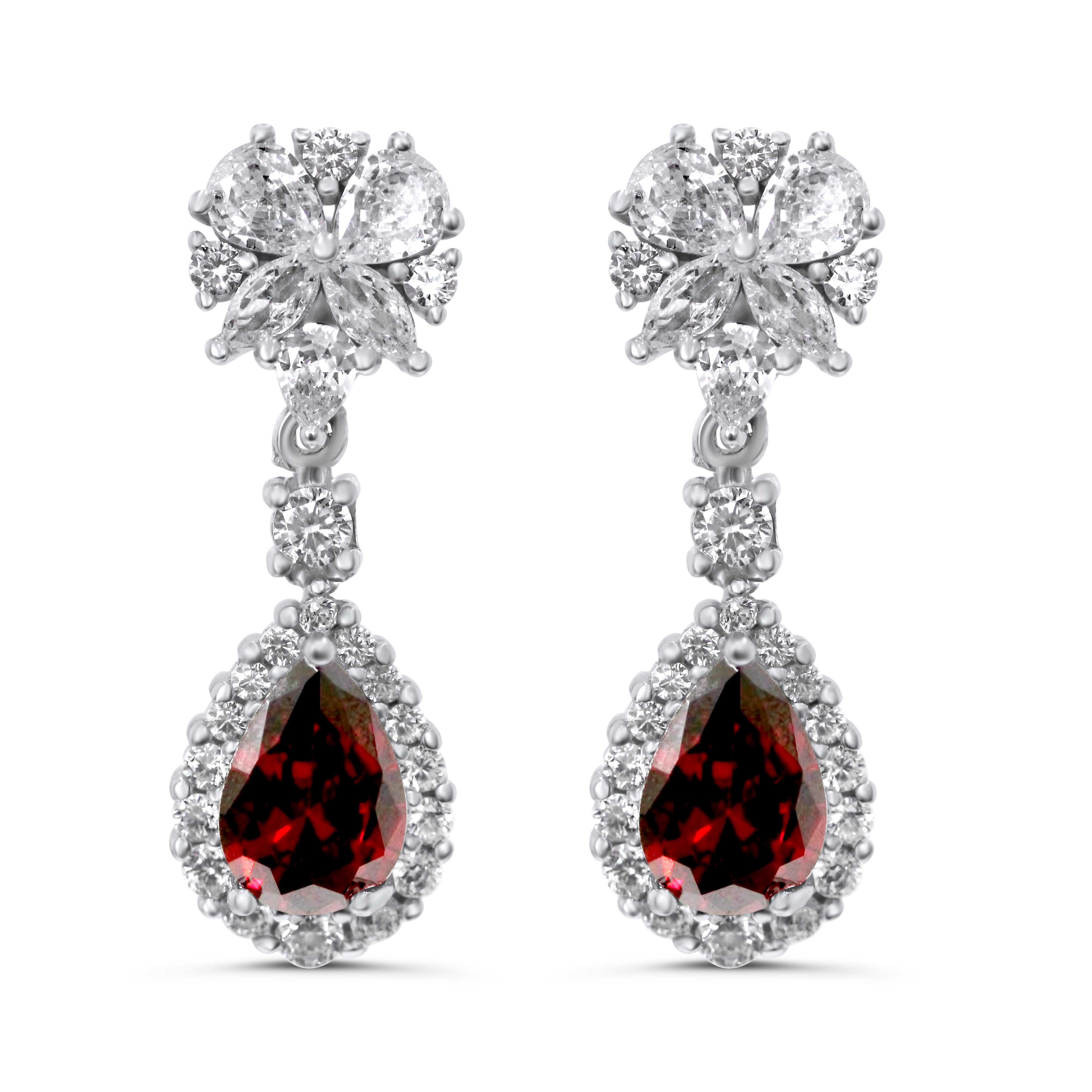 Ruby Gemstone Drop Dangle Earrings