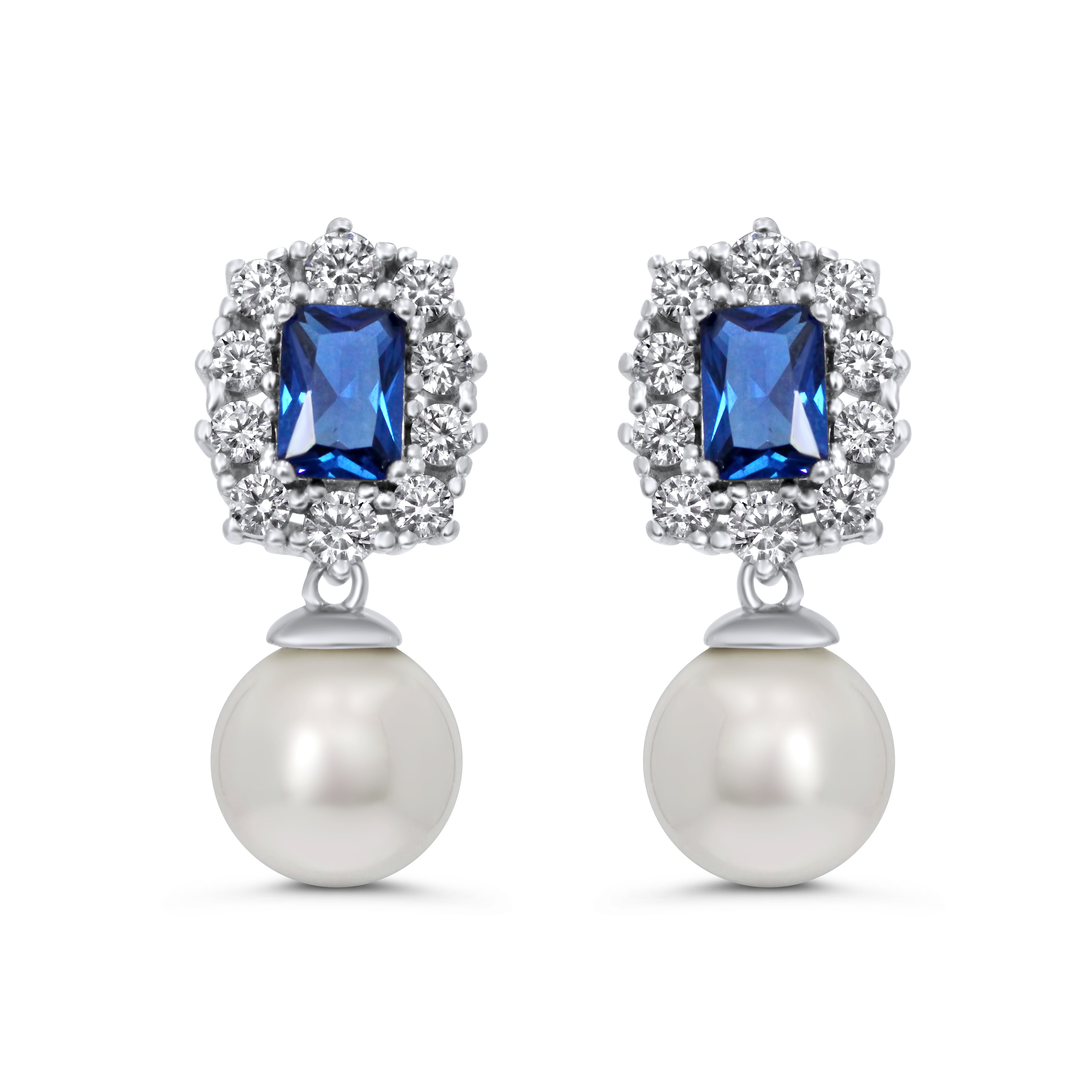 Pearl And Sapphire Earrings